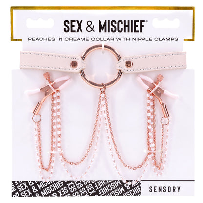 Sex & Mischief Peaches n CreaMe Collar with Nipple Clamps